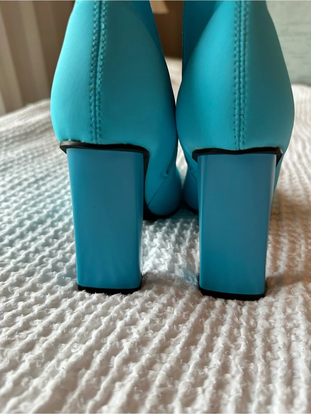 Azalea Wang Estate 75 Turquoise Knee High Boots Pointed Toe Sz 7.5 EU 38